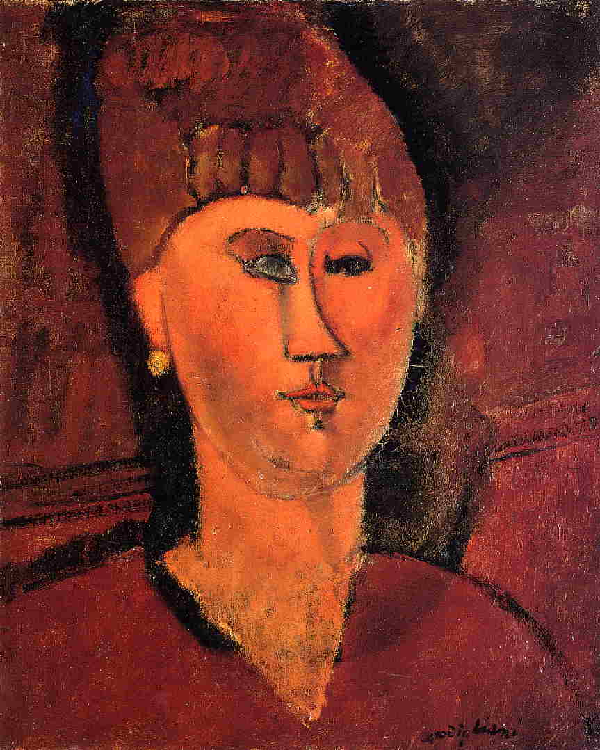 Head of Red-Haired Woman - Amedeo Modigliani Paintings